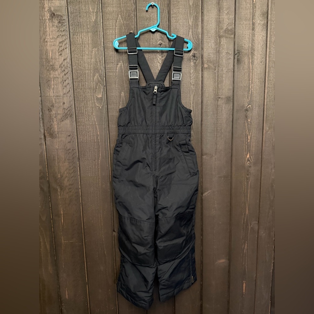 Lands End Black Insulated Ski Snow Pants Bibs Youth/Kids Size 6 EUC UNISEX
